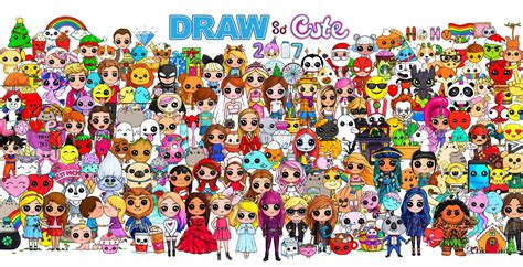 A Large Group Of Cartoon Characters With The Words Draw And Coffee In
