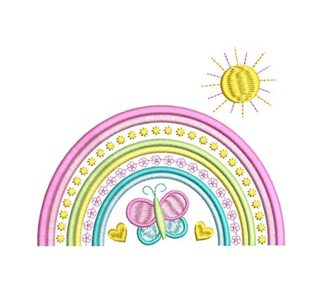 Rainbow Machine Embroidery Design Fill Stitch Rainbow Etsy