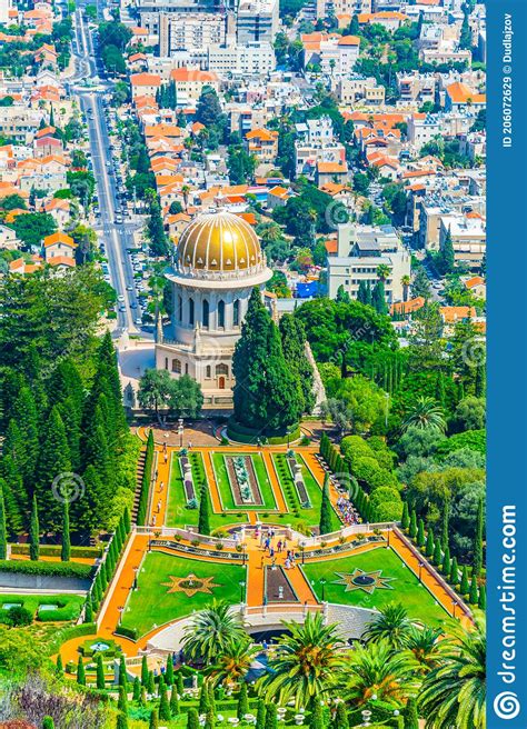 Aerial View Of Bahai Gardens In Haifa Israel Stock Image Image Of