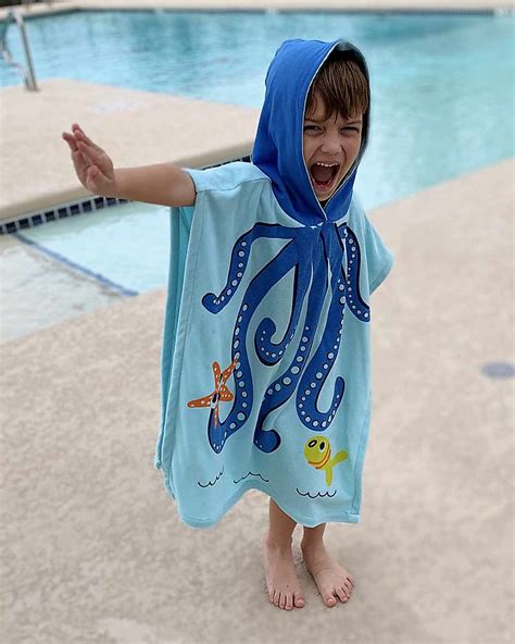 Zoocchini Kids Hooded Poncho Owie The Octopus 2 6 Years Unisex Bambini
