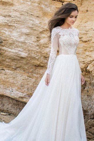 We have an exclusive range of boho wedding dresses which are available at best price. Lace Chiffon ALine Simple Long Sleeves Beach Wedding ...