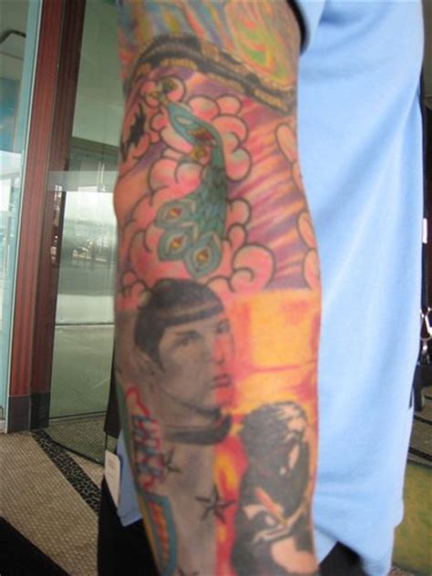 Amy's amazing star trek sleeve @ geeky tattoos. Star trek themed full sleeve tattoo - Tattooimages.biz