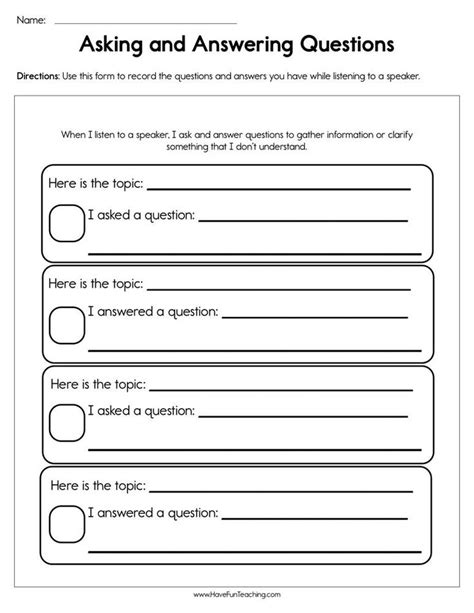 Asking And Answering Questions Worksheet Have Fun Teaching Topic
