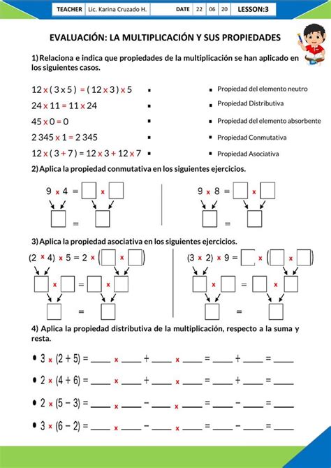 Ejercicio De Eval Propiedades De La Multiplicación Math Anchor Chart