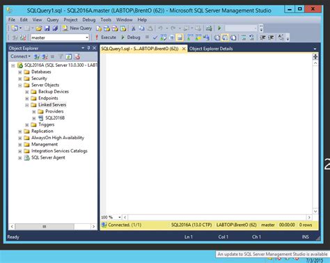 With sql server 2016, you can use the sql server ms tool (sql server management studio) for various functions. An Update to SQL Server Management Studio is Available ...