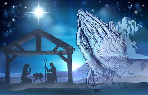 Praying Hands Nativity Scene Stock Vector Illustration Of Albrecht
