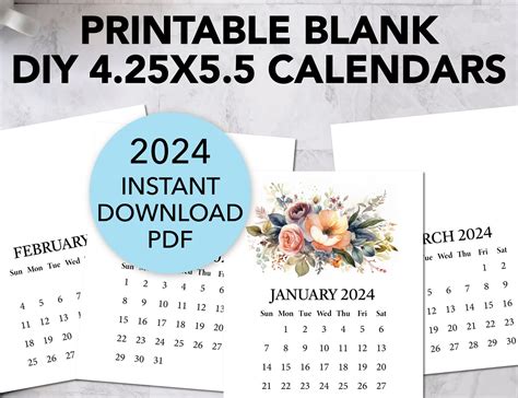 Printable Blank Diy Calendar 2024 Printable Mini Desk Calendar For