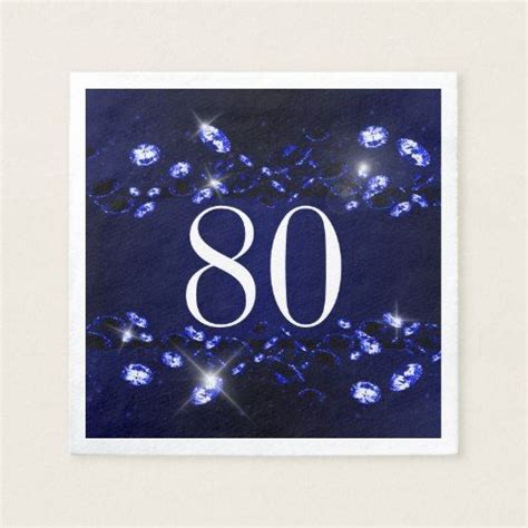 women s 80th birthday blue black sparkly diamond paper napkins zazzle blue birthday parties