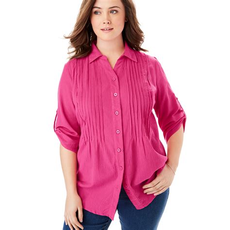 Woman Within Woman Within Women S Plus Size Pintucked Button Down