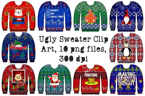 Tacky Christmas Sweaters Clipart People
