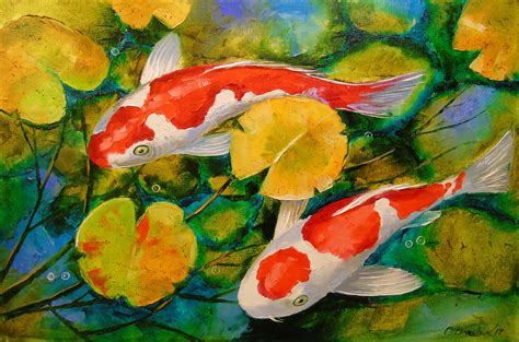 For Sale Koi in a pond by Ольга Дарчук w h Original