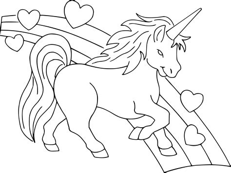 Dibujos De Unicornio Con Corazón Y Arcoiris Para Colorear Pintar E