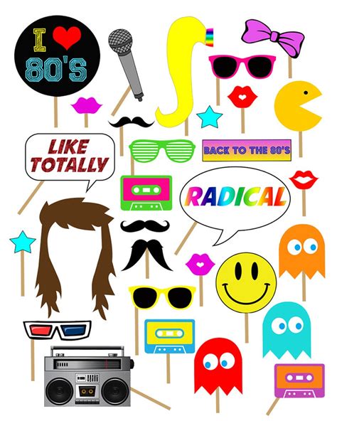 1980s Party Photo Booth Props Photobooth Props 80s 80s Party I
