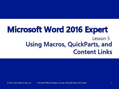 Microsoft Word 2016 Expert Lesson 5 Using Macros