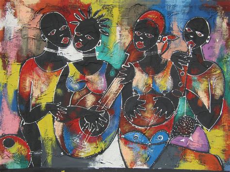 African Women Musicians Paintinglarge Oil Painting 58african Art