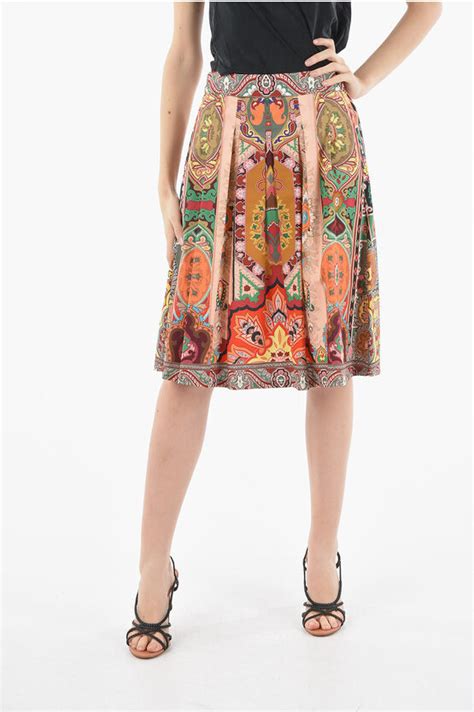Etro Cotton Poplin Skirt With Iconic Paisley Motif Women Glamood Outlet