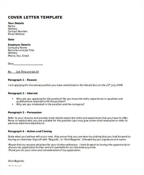 cover letter templates  examples  word