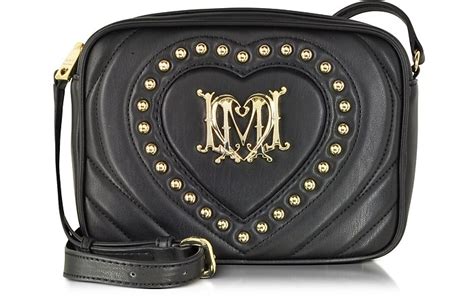 Love Moschino Black Quilted Heart Eco Leather Crossbody Bag At Forzieri
