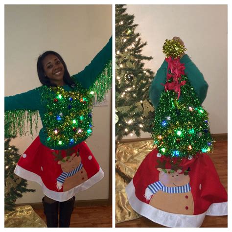 Ugly Christmas Tree Sweater With Tree Skirt Diy Ugly Christmas