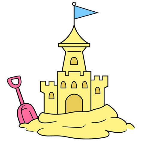 How To Draw A Sand Castle Really Easy Drawing Tutorial