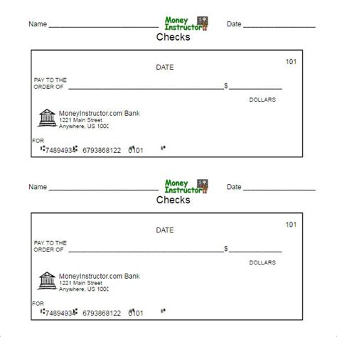 Blank Check Template Front And Back