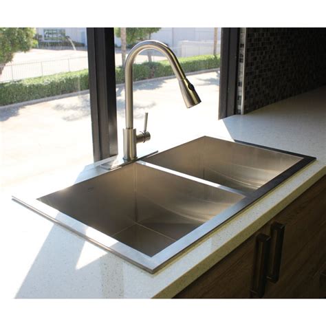 $1040* ss2233 industrial rectangular stainless steel sink 32 x 19 x 10. 33 Inch Top-Mount / Drop-In Stainless Steel Double Bowl ...