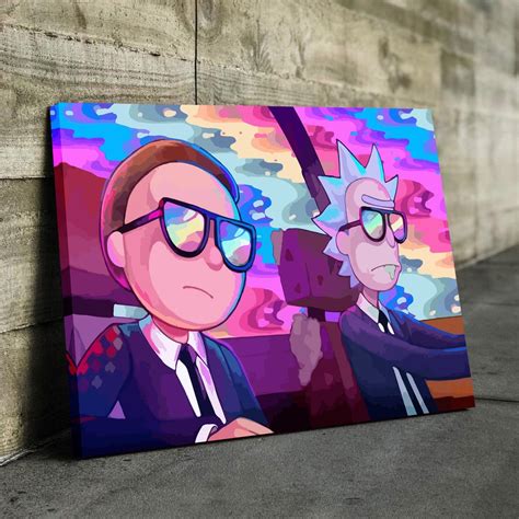 Lsd Rick Y Morty Premium Canvas Set Framed Print Wall Art Etsy