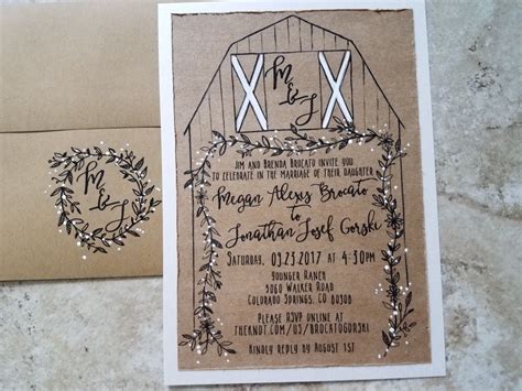Farm Wedding Barn Wedding Invitations Design By Everafterpapery Hand