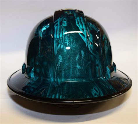 Custom Wide Brim Hard Hat Hydro Dipped In Candy Teal 1 Finger Etsy