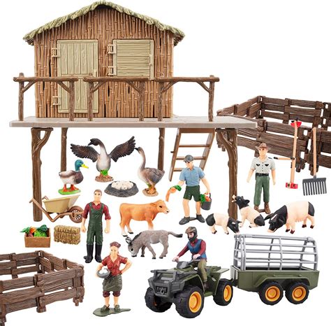 Buy Toymany 37pcs Big Farm Animals Figurines Toy With Barn House