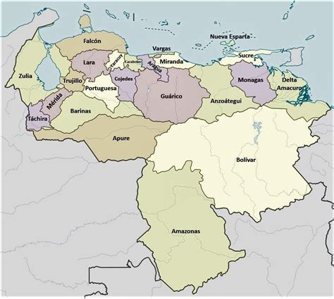 Mapa De Venezuela Con Sus Estados Y Capitales World Map