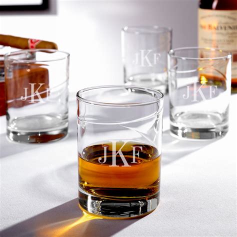 Vintage Islay Classic Monogram Whiskey Glasses Set Of 4