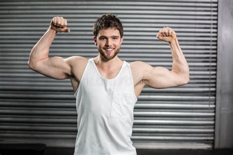 Bodybuilder Man Flexing His Muscles Stock Image Image Of Healthy