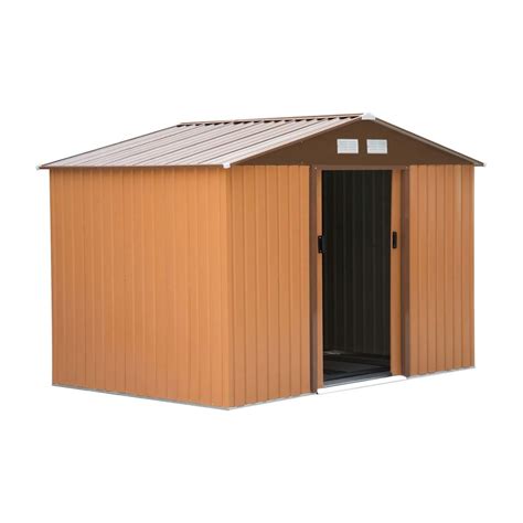 Outsunny 9x6ft Metal Outdoor Storage Tool Shed Cabinet Box The Home