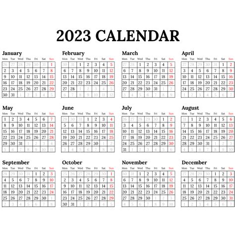 Black Simple 2023 Calendar Table Design Kalender 2023 Calendar Pages