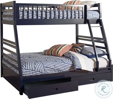 Ashton Navy Blue Twin Over Full Bunk Bed From Coaster 460181