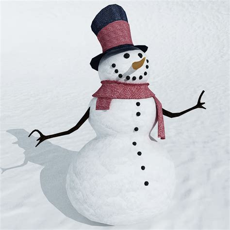 Realistic Snowman 3d Model