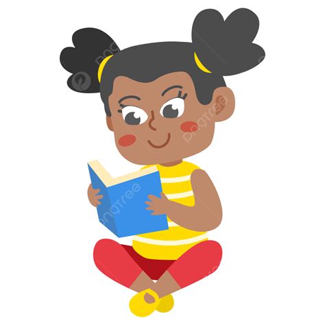 讀書的可愛的黑人小女孩 向量 孩子們 书 教育向量圖案素材免費下載，png，eps和ai素材下載 Pngtree