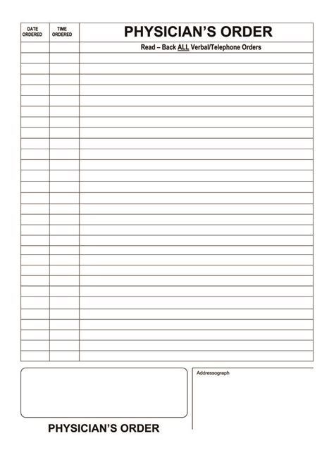 Free Printable Physician Order Forms Printable Forms Free Online