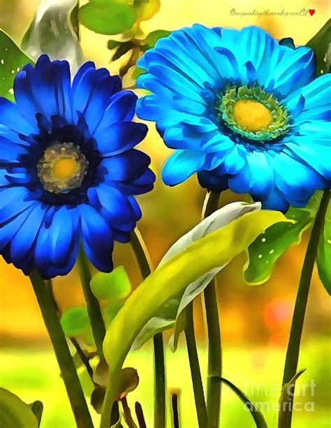 Flower Blue Daisy In Acrylic Painting By Catherine Lott