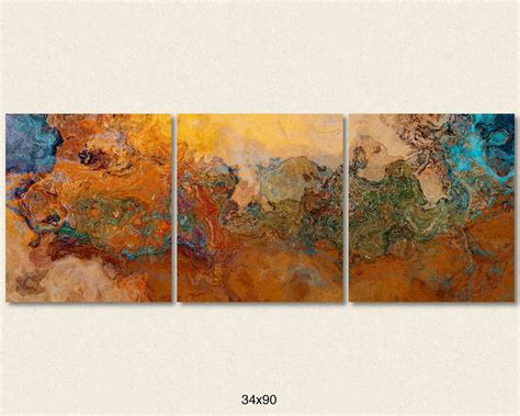 Extra Large Triptych Abstract Art Canvas Print 30x80 To Etsy