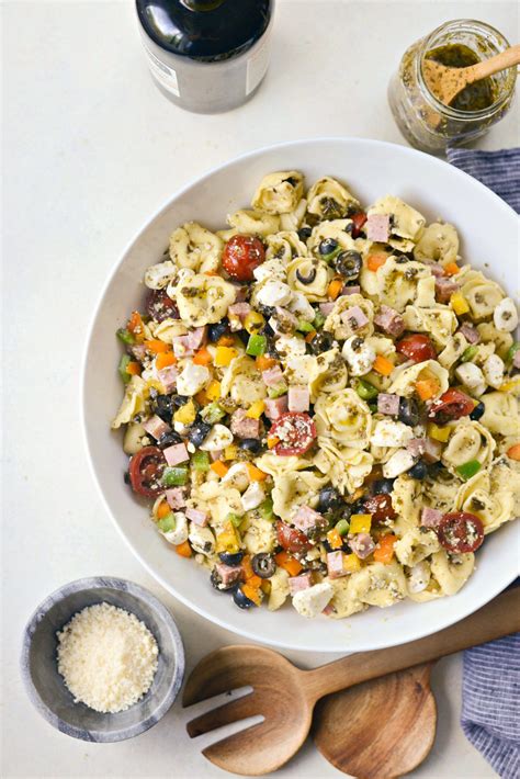 This antipasto pasta salad is loaded with cheese filled tortellini, fresh veggies, sliced meats, tossed in a red wine vinaigrette! Antipasto Tortellini Pasta Salad with Basil Pesto ...