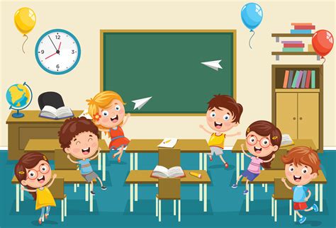 Kids Classroom With Kids Playing 1128657 Vector Art At Vecteezy