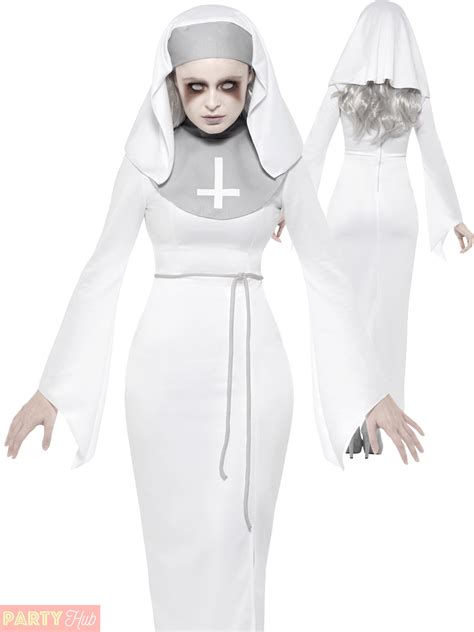 Ladies Haunted Zombie Nun Costume Scary Halloween Horror Fancy Dress
