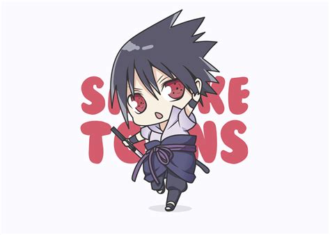 Cute Sasuke Illustration Icon Vector Flat Cartoon Style 16005911