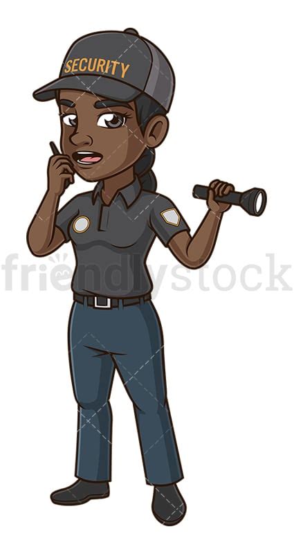 Black Woman Security Guard Cartoon Clipart Vector Friendlystock