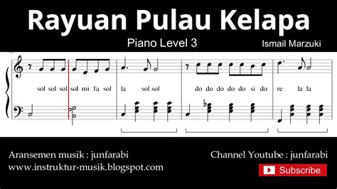 Rayuan Pulau Kelapa Not Balok Piano Level Lagu Wajib Nasional Youtube