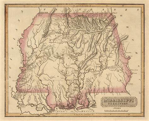 Antique Map Of Alabama And Mississippi By Fielding Lucas Circa 1817
