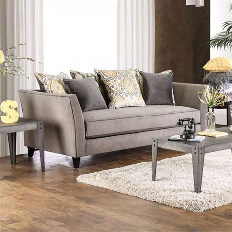 Cushiony Transitional Style Sofa Gray