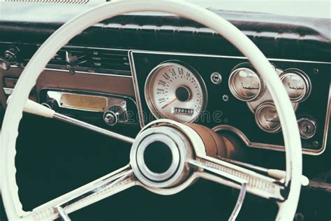 Old Timer Car Steering Wheel And Dashboard Stock Photo Image Of